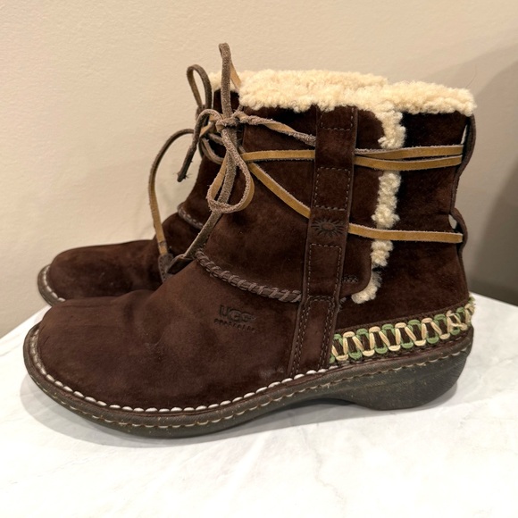 UGG Shoes - UGG Brown Winter Boots with Cream Accents